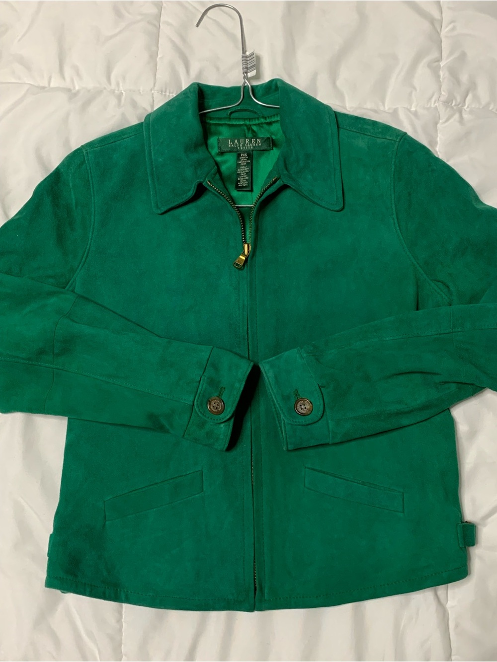 Vintage 90s Lauren Ralph Lauren women's 100% suede jacket in emerald green